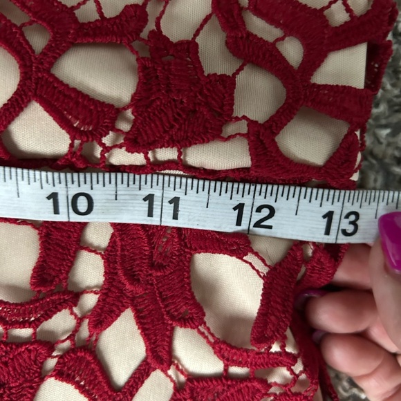 Azbro cranberry red lace overlay in high low hemline size medium - Picture 9 of 13